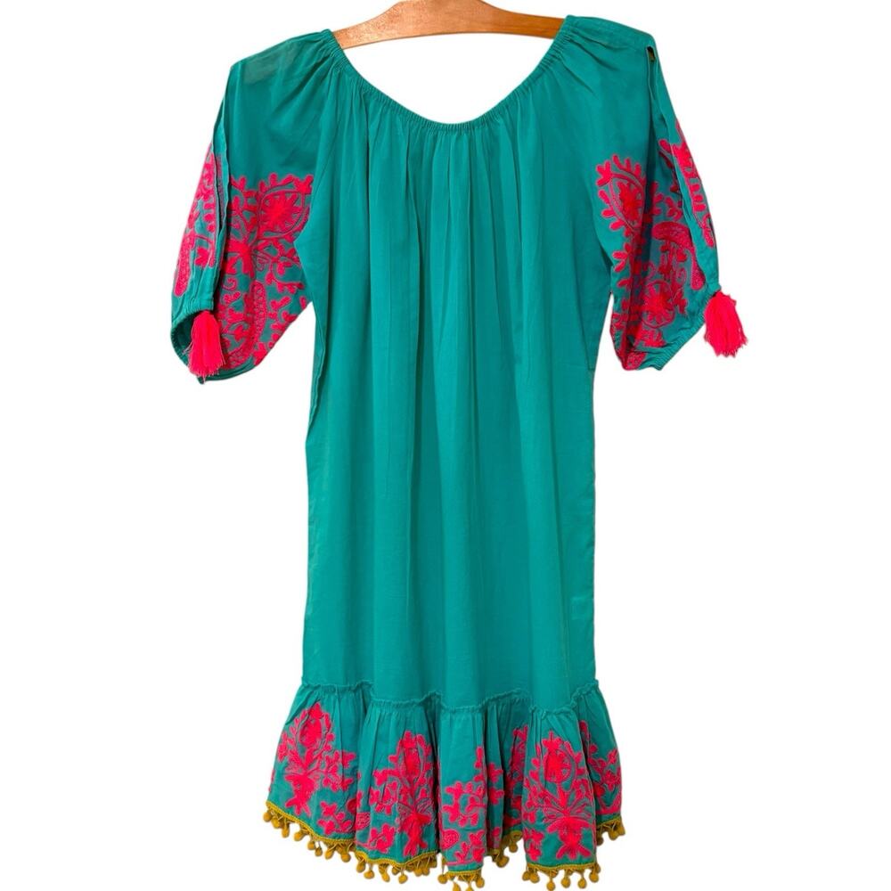 Debbie Katz | Dress Embroidered Off Shoulder Summer Preppy Vacation Resort- XS